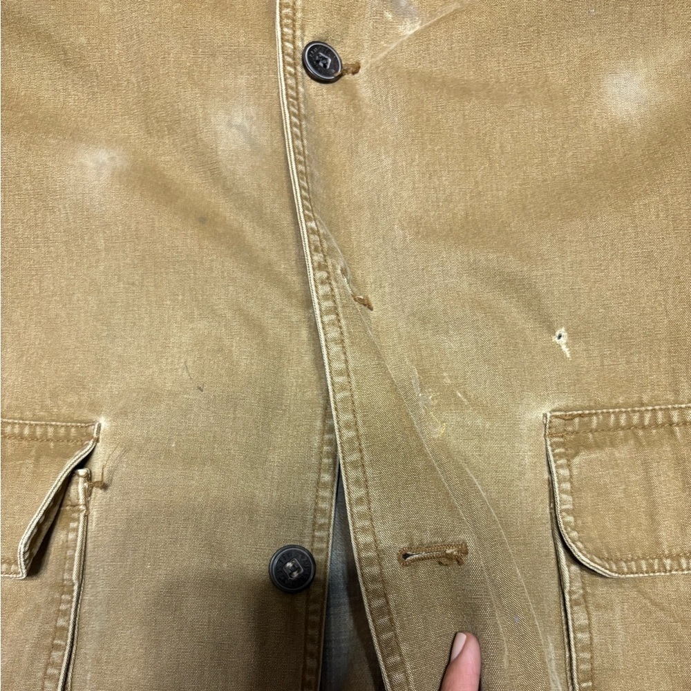 Vintage Men Barn Levis Distressed Tan Brown Jacket Corduroy Plaid Jacket Large - Picture 15 of 15